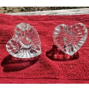 Heart-Shaped Glass Taper Candle Holders- set of 2